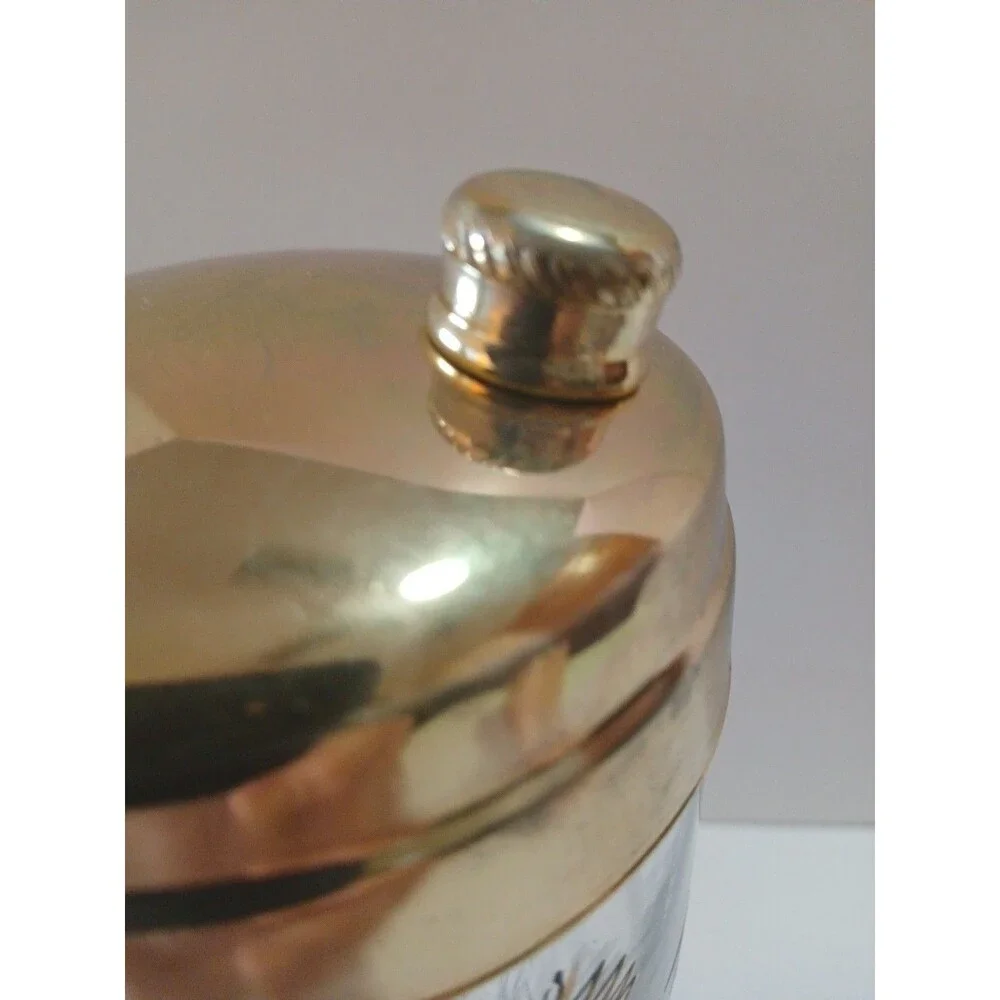Vintage PHEASANTS HUNTING CLEAR GLASS COCKTAIL SHAKER 1960s Chrome Lid